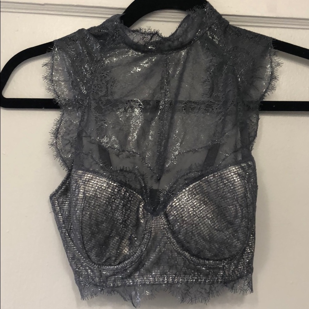 VS gray silver high neck bralette